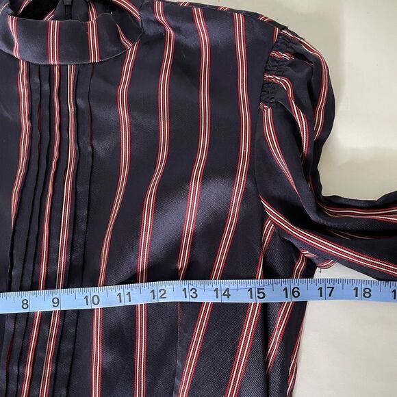 Sandro Respect Striped Navy Red White Pleated mini Dress FR38/US 6 - Picture 7 of 12